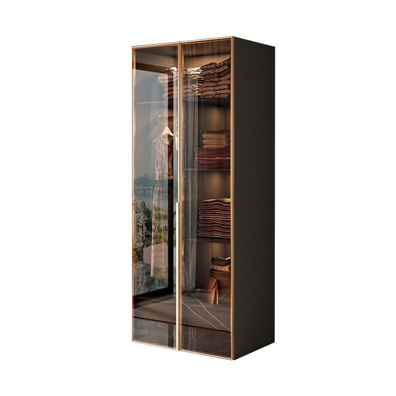 Modern Style Glass Wardrobe Bedroom Wardrobe Closet with Hinged Door