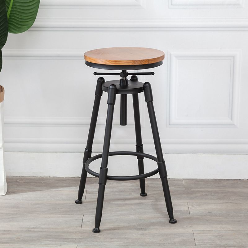 Industrial Armless Elevatable Counter Stool Iron Bar Stool with Pedal for Cafe