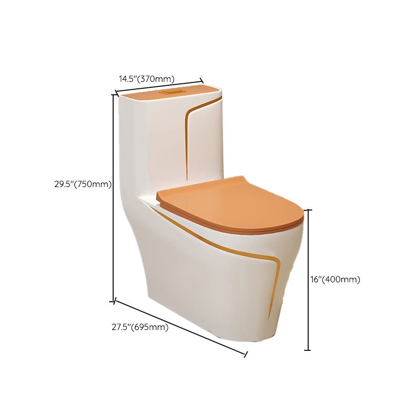 Traditional Orange Ceramic Flush Toilet Floor Mounted Urine Toilet for Washroom