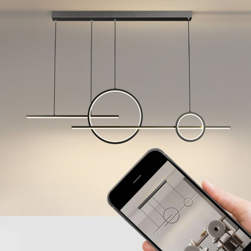 LED Island Lamp Modern Simple Island Hanging Lamp with Silica Gel Shade for Dining Room