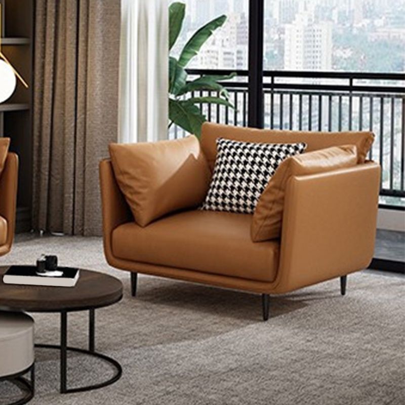 Modern Style with Back Armrest and Pillow Back with Foam Seat Filling Orange Sofa