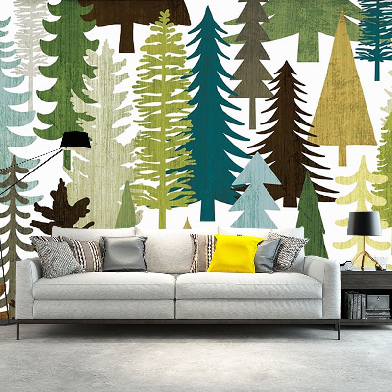 Whole Trees Mural in Soft Color Non-Woven Fabric Wall Art for Decoration, Personalised Size