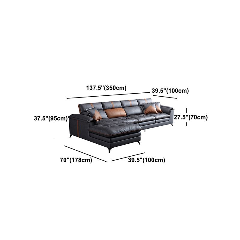 Pillow Top Arm Sectional Sofa 37.4"High Fabric Adjustable Cushion Back Sofa