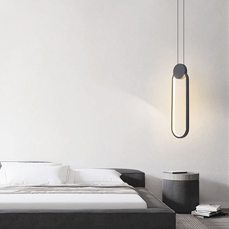 Black Geometric LED Pendant Light in Modern Concise Style Aluminium Hanging Lamp with Acrylic Shade