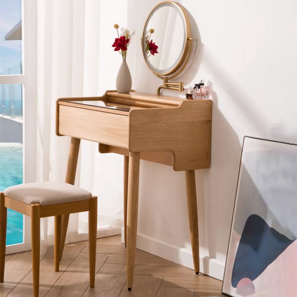 Modern Mirrored Glass Drawers Make-up Vanity with Storage for Bedroom