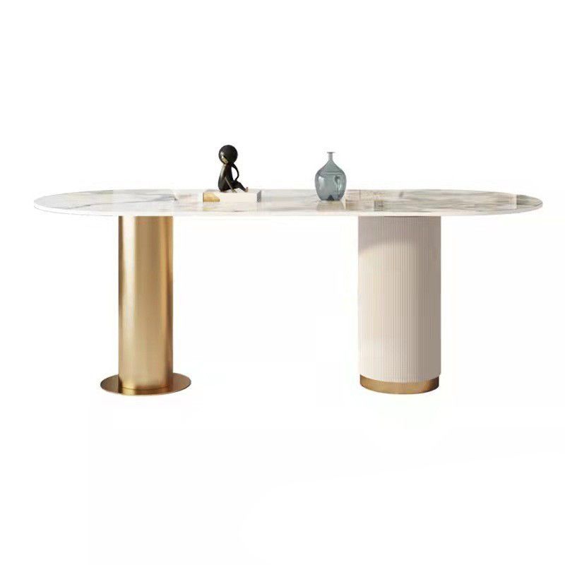 Nordic Glam Sintered Stone Oval Dining Table Set 1/4/5/7 Pieces Dining Set