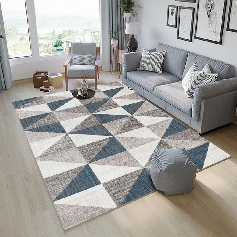 Trendy Living Room Rug Multi Colored Geometric Printed Area Rug Polypropylene Non-Slip Stain-Resistant Rug
