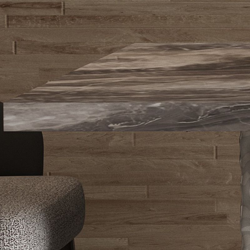 Glossy Gray Stone Dining Table Set 1/4/5/7 Pcs Dinette Set with Arm Chairs