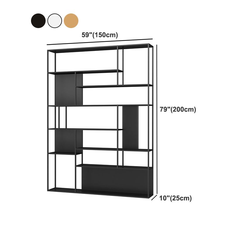 Industrial Metal Etagere Book Shelf with Rectangular Shelves Bookcase