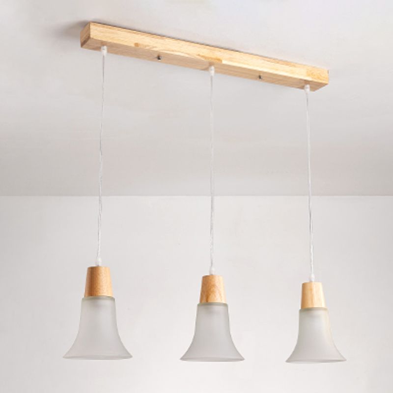 Moderne creatieve hangende lamp houten geometrische hanglamp met mat glazen schaduw