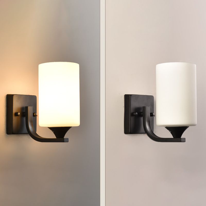 Moderna semplicità cilindri con le luci di applique luci latte murale vetrino illuminazione con camera da letto per camera da letto
