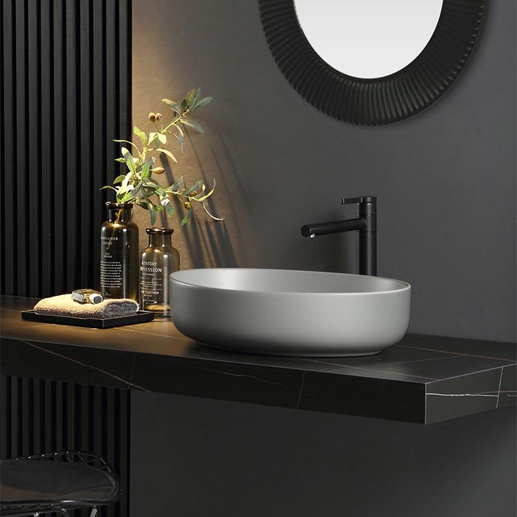 Modern Vessel Bathroom Sink Porcelain Specialty Shut-Off Valve Included Basin Sink