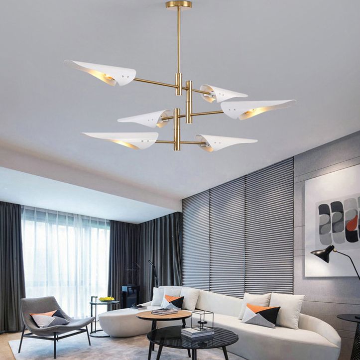 Modern Style Metal Chandelier Light Plane Shade Pendant Light for Living Room