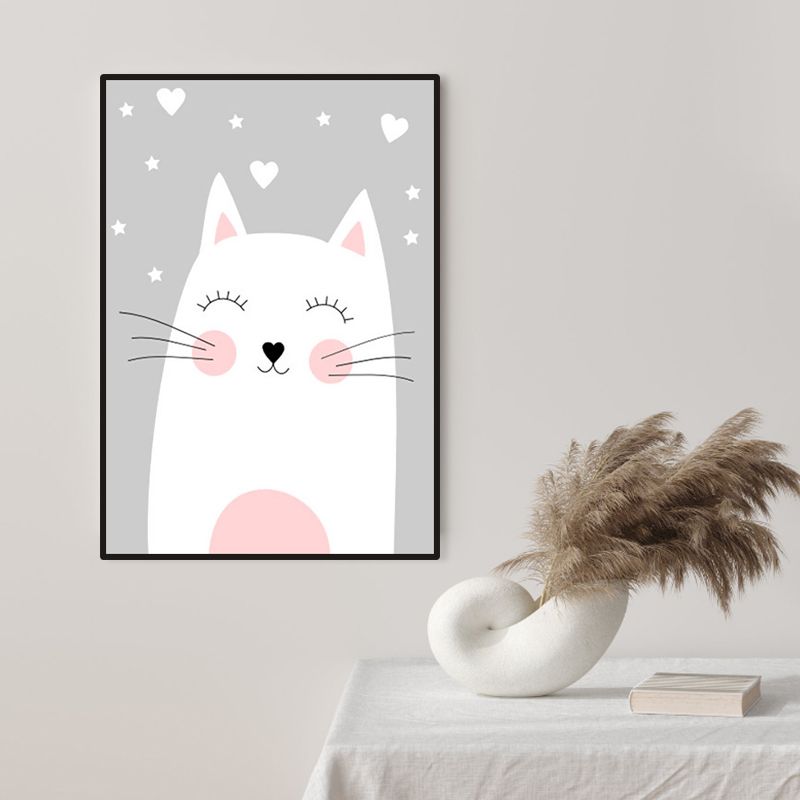 Décoration murale texturée en toile d'animaux joyeux de couleur claire pour salle d'étude, plusieurs tailles