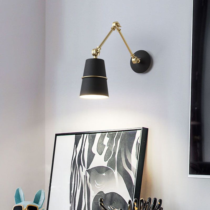 Verstellbare 1-Licht-Kegel Wandleuchten Moderner Aluminium-Wandbeleuchtungsideen in Schwarz und Weiß