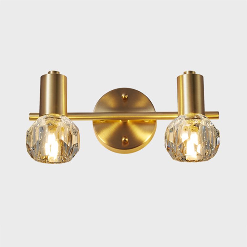 Geometric Crystal Wall Sconce Modern Multi Lights Mirror Wall Mount Light Fixture in Gold