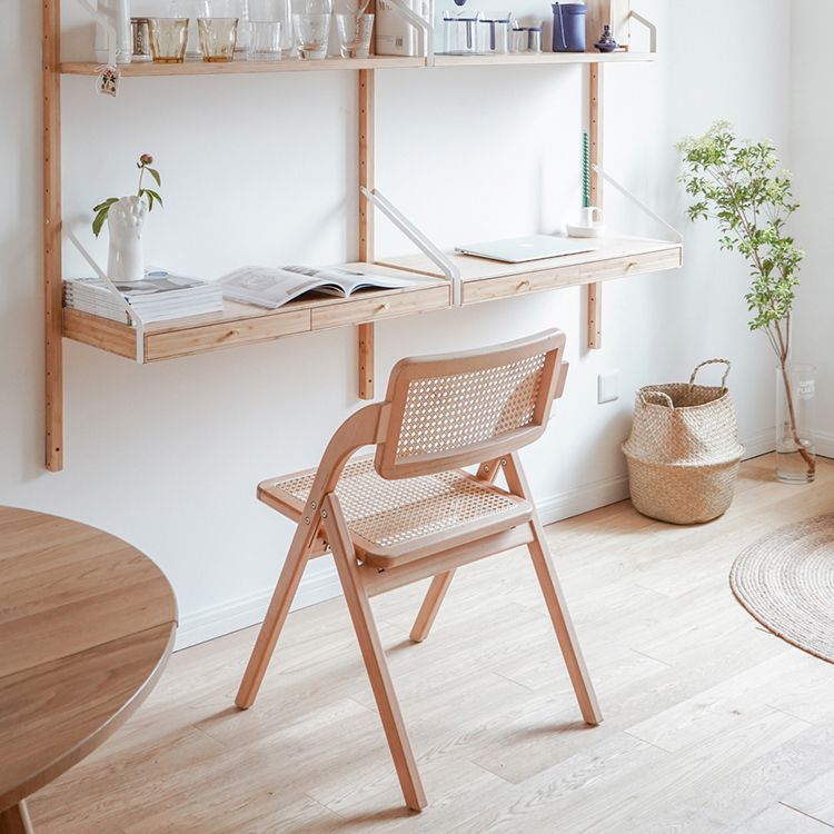 Silla de estilo contemporáneo de madera de caucho con respaldo abierto, silla individual para comedor y cocina