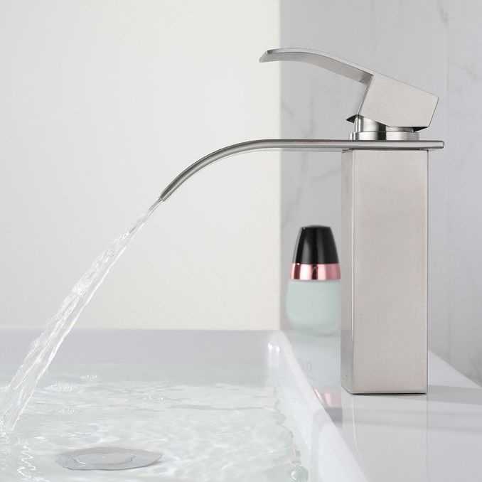 Industrial Vessel Faucet Stainless Steel Lever Handles Waterfall Spout Bathroom Faucet