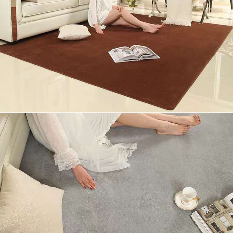 Casual Red Rug Polyester Pure Color Rug Tear Resistant Rug for Living Room