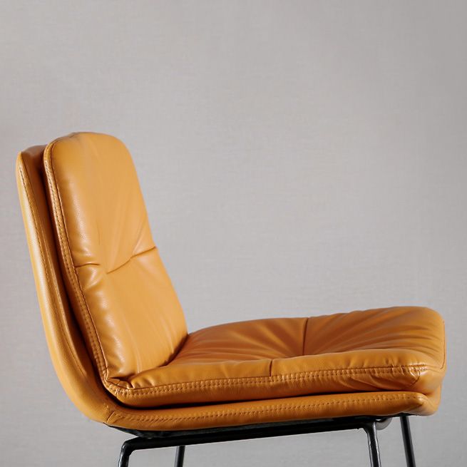 Modern Restaurant Leather Stool Matte Finish Footrest Low Back Barstool