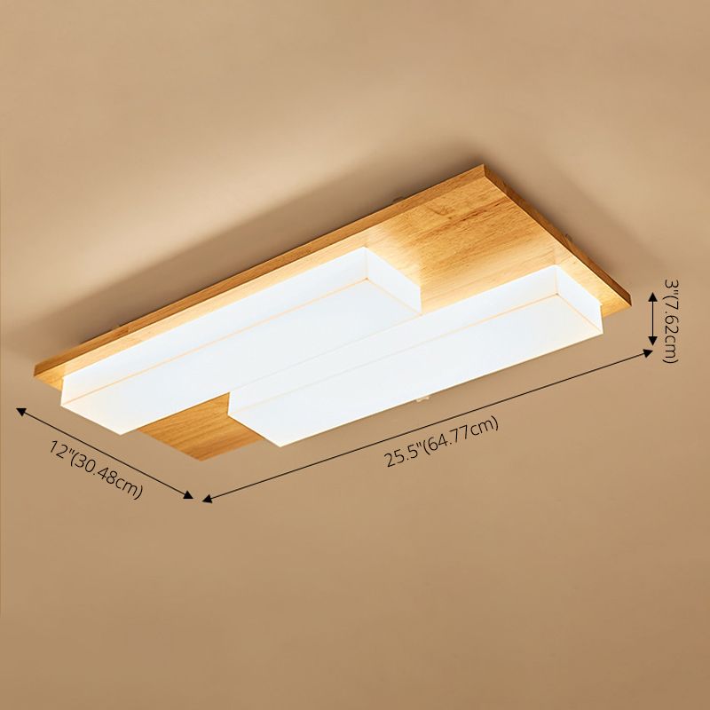 Moderne rechteckige Decke bündig Licht Acryl Schlafzimmer Flush Mount LED Licht in Holz