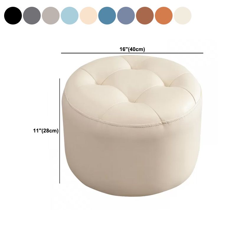 Mid-Century Modern Pouf Ottoman Genuine Leather Upholstered Tufted Round Ottoman