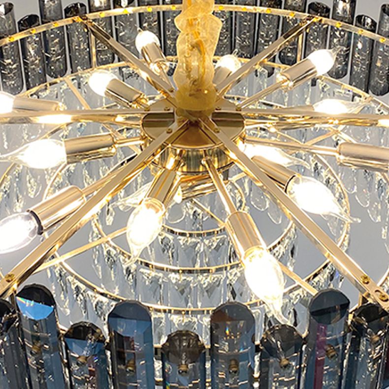 Round Pendant Lighting Fixture Modern Crystal Chandeliers for Dining Room