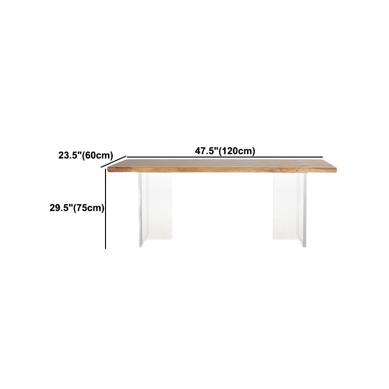 Natural Walnut Top Dining Table Modern Rectangle Transparency Acrylic Base Table