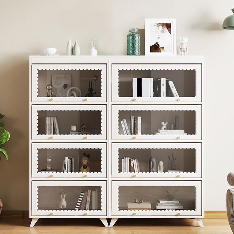13"W Bookcase Contemporary Style White Bookshelf for Home Office with Doors