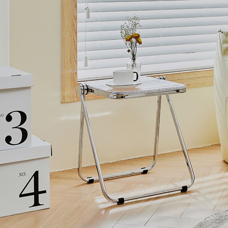Contemporary Metal X-base End Slide Table Rectangular Side Table