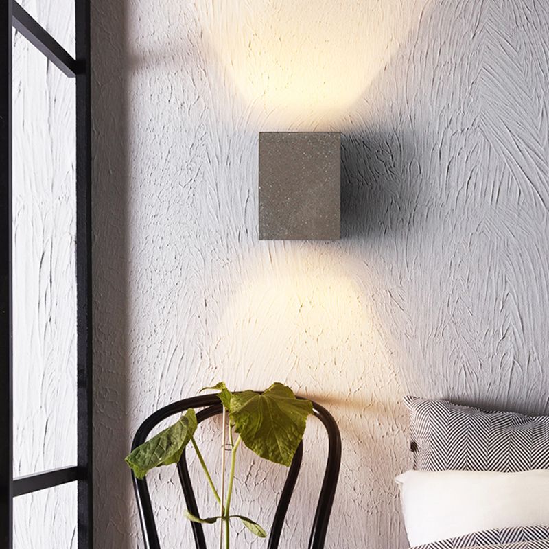 Lampada a monte a parete quadrata in pietra Lampada di applique in stile nordico per camera da letto