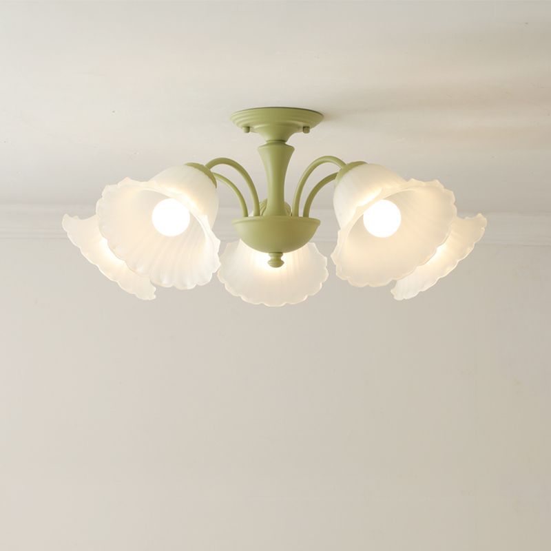 Nordic Style Ceiling Light Green Ceiling Lamp with Glass Shade for Living Room