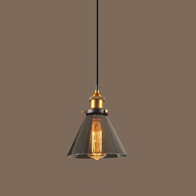 Lumo a sospensione geometrico retrò industriale lampada sospesa al coperto con tonalità di vetro