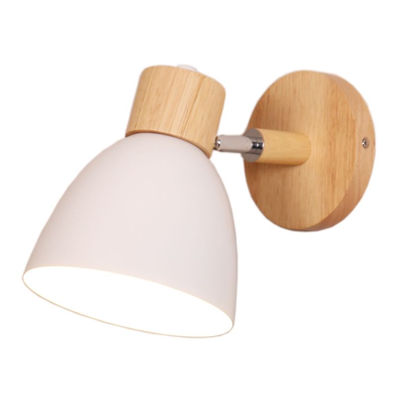 Nordic Style Mini Makaroon Wandlampe Metall Dome Schatten rotatierbar farbenfrohe Leuchten mit hölzernen runden Basis