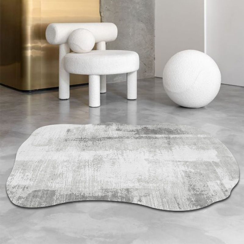 Fancy Grey Area Rug Modern Polyester Area Carpet Tie-Dye Pattern Stain Resistant Rug for Home Decor