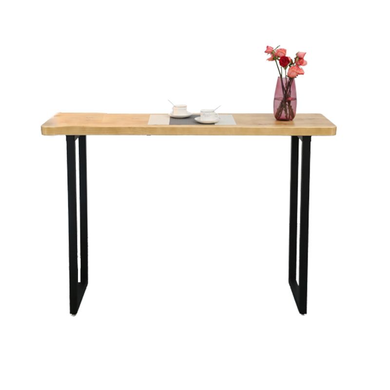 Industrial Counter Height Table Solid Wood Top Pub Table with Metal Base