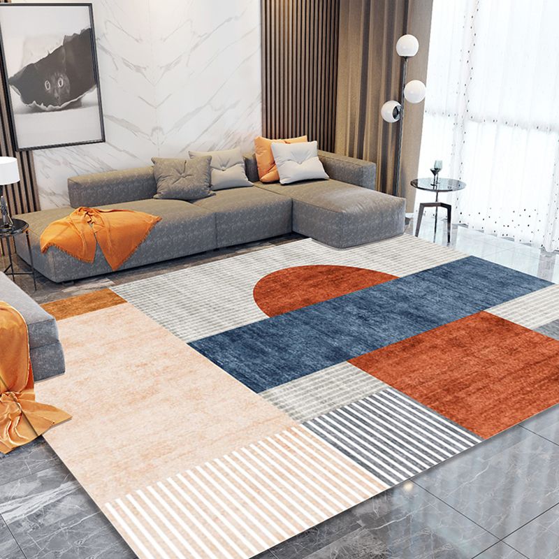 Gorgeous Carpet Funky Contrast Panel Area Rug Washable Polyester Non-Slip Carpet for Living Room