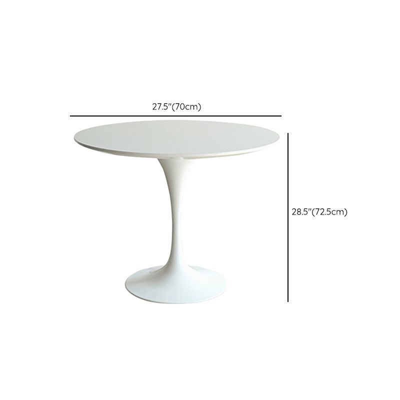 White Modern Round Stone Tabletop Dining Table with Tulip Base