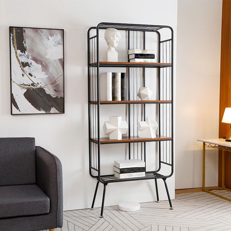 12" W Metal Frame Bookshelf Modern Black / Gold Open Storage Bookcase