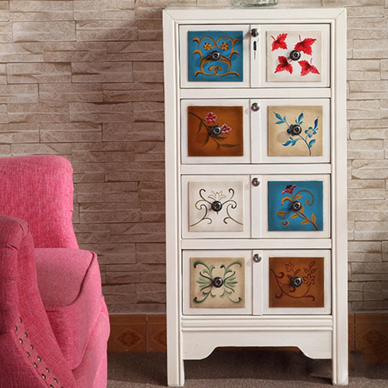 Traditional Wooden Bedroom Storage Chest Vertical Chest with 4 Drawers