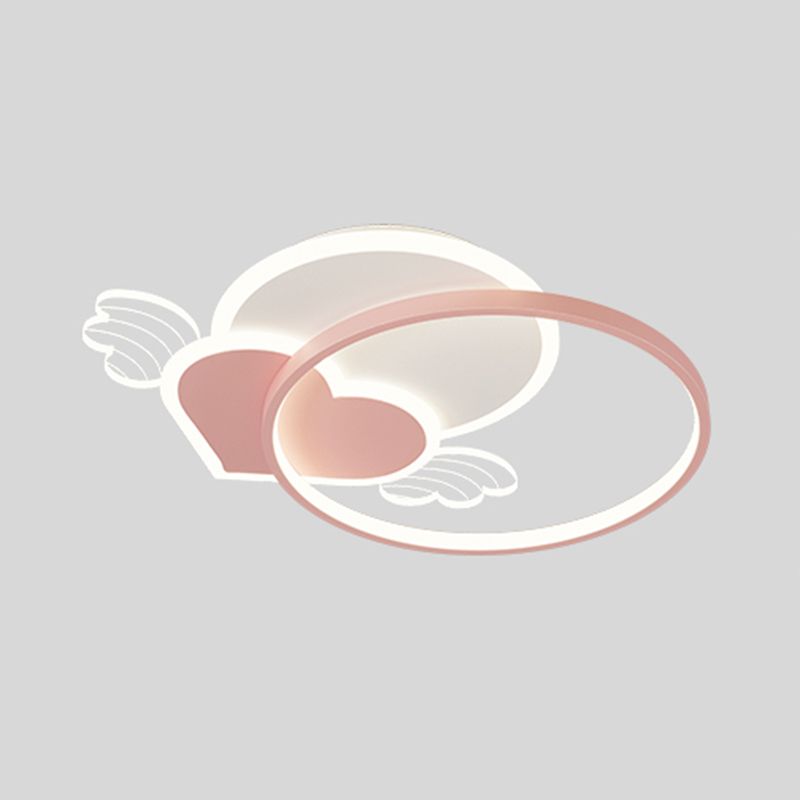 Metal de forma redonda Flush Montaje Luz para niños Estilo de 5 luces Luz de techo de montaje en rasgadura en rosa