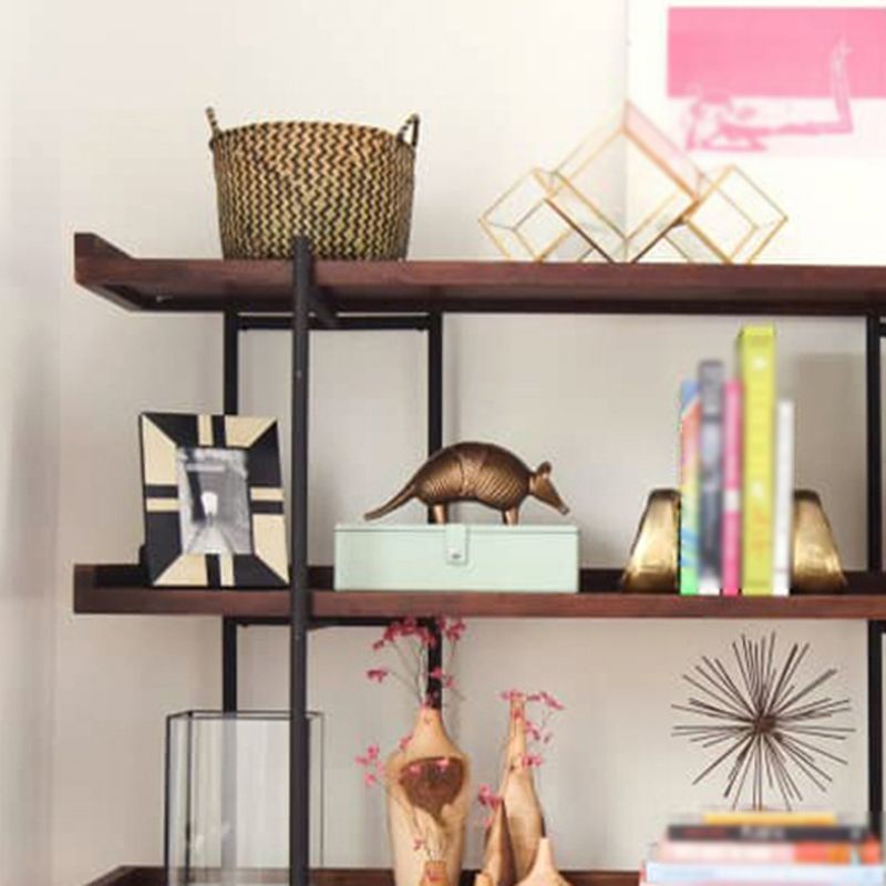 Industrial Style Open Bookshelf Etagere Shelf Bookcase with Rectangular Shelves