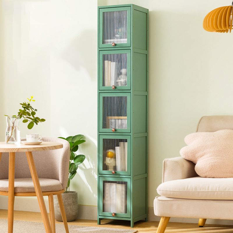 Bamboo Standard Bookcase Scandinavian Closed Back Bookshelf with Cabinets