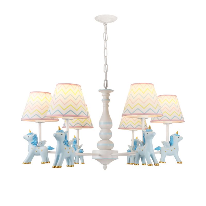 Childrens Unicorn Chandelier Lighting Resin Nursery Pendant Light with Empire Shade