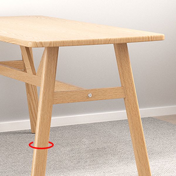 Contemporary Rectangular Wooden Dining Table with Iron Trestle for 2-4 People