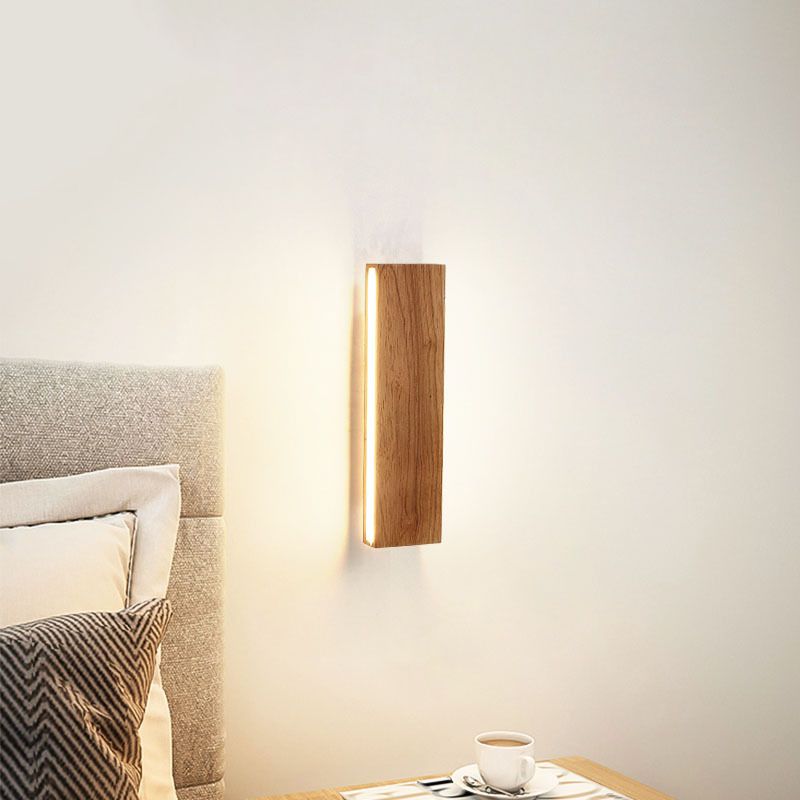 Rectangle Wall Mounted Lamp Modern Simplicity Wood Wall Mount Lamp for Living Room