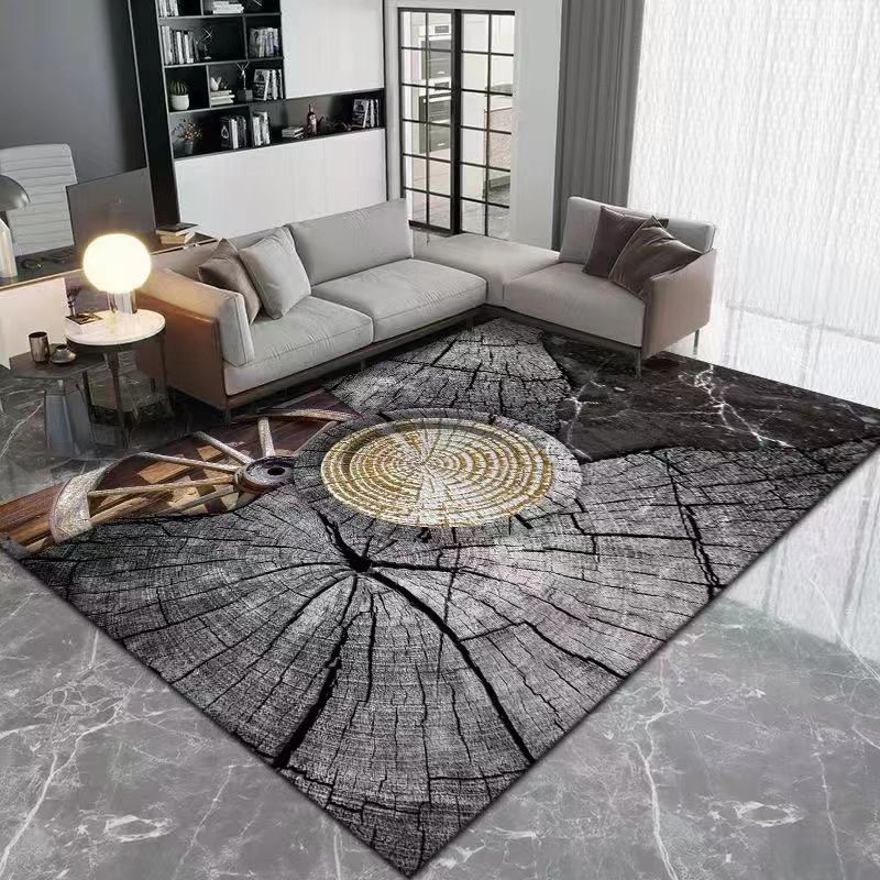 Gold Modern Carpet Polyester Graphic Carpet Stain Resistant Carpet for Living Room