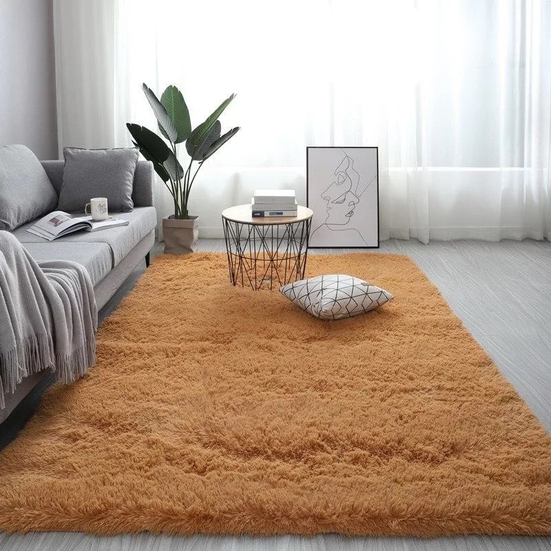 Novelty Plain Shag Carpet Polyester Indoor Rug Non-Slip Backing Area Carpet for Living Room