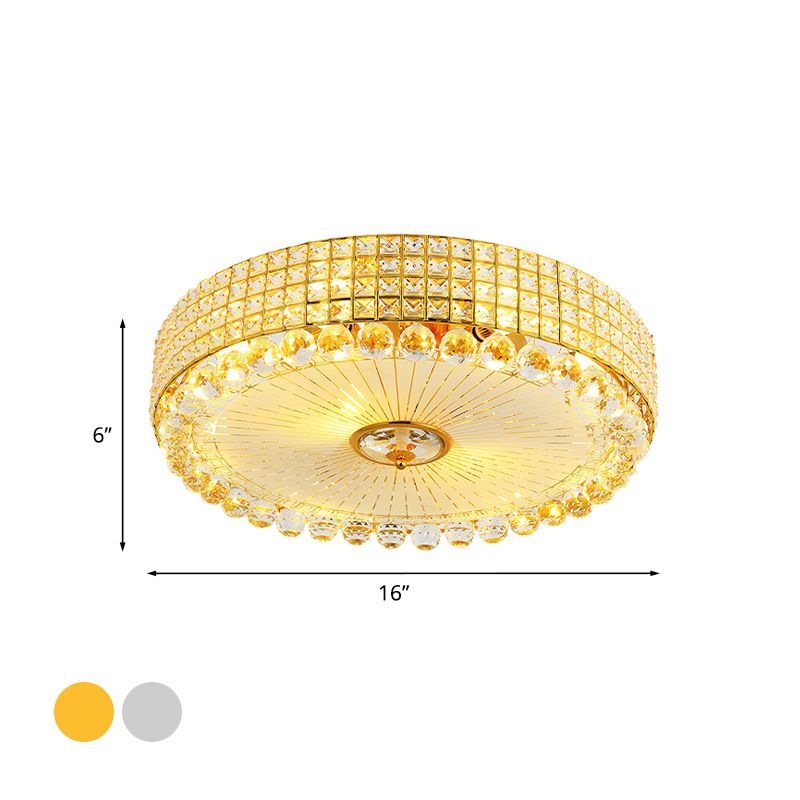 Camera da letto a filo cristallino inserito rotondo contemporaneo 16 "/24" LED LED vicino alla lampada a soffitto in argento/oro