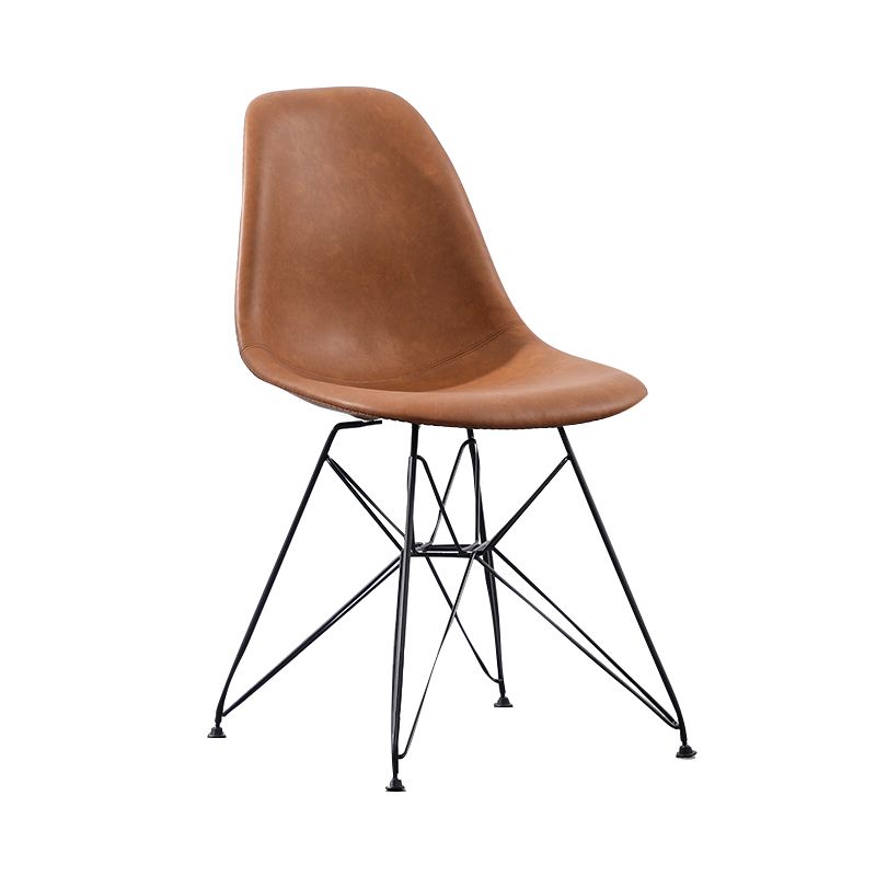 Design industriale in pelle sedia da sala da pranzo senza braccio sedia da pranzo solido